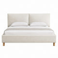 Lit double avec cadre de lit beige en polyester rectangulaire 160 x 200 cm