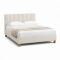 Lit double avec cadre beige en polyester rectangulaire 160 x 200 cm
