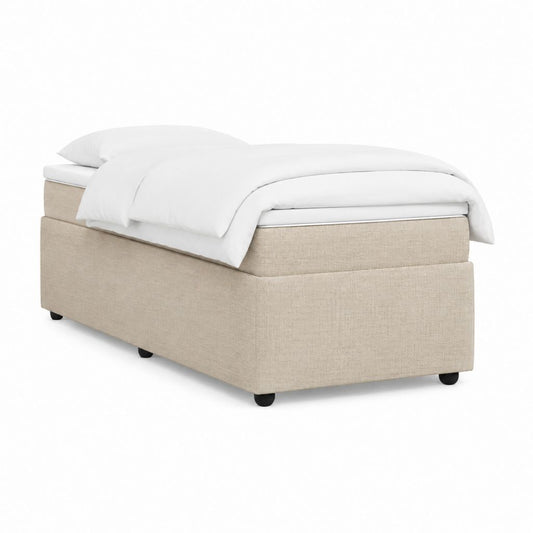 Sommier tapissier 1 place beige en polyester 90 x 190 cm