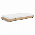 Lit simple à roulettes chêne clair avec matelas blanc 90 x 190 cm