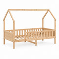Lit enfant cabane avec barrières en pin massif naturel 90 x 190 cm