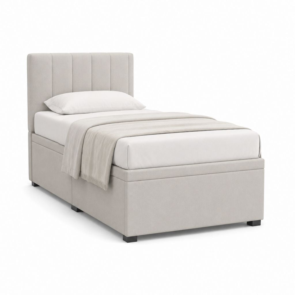 Lit simple avec coffre beige en polyester 90 x 190 cm