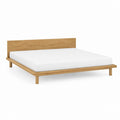 Cadre de lit double en bois massif chêne naturel avec tête de lit 160 x 200 cm