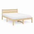 Cadre de lit double 140 x 190 cm naturel en pin massif avec tête de lit