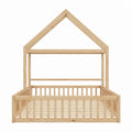 Lit cabane enfant en pin massif naturel avec sommier à lattes 90 x 200 cm