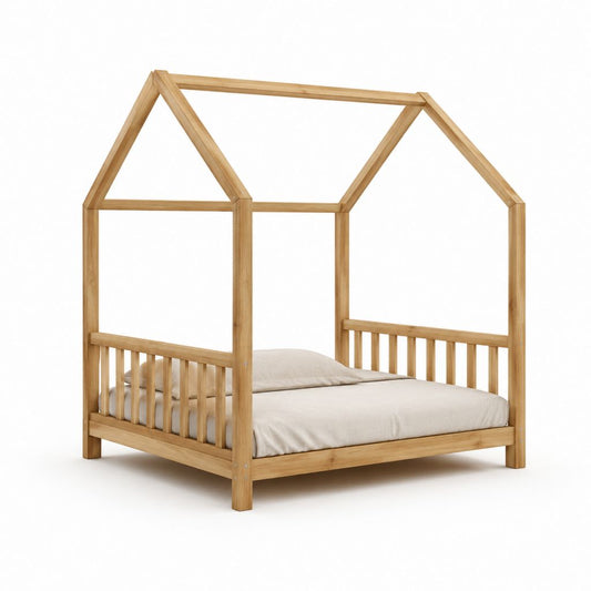 Lit enfant cabane en pin massif naturel 90 x 190 cm