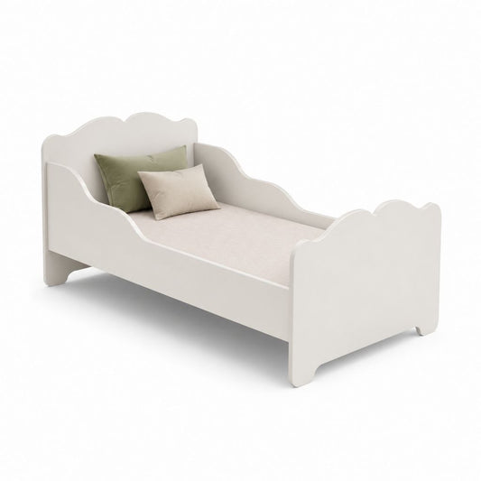 Lit enfant blanc en MDF avec barrières latérales 70 x 140 cm