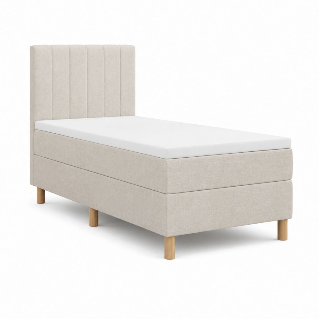 Lit simple avec matelas beige en polyester 90 x 200 cm